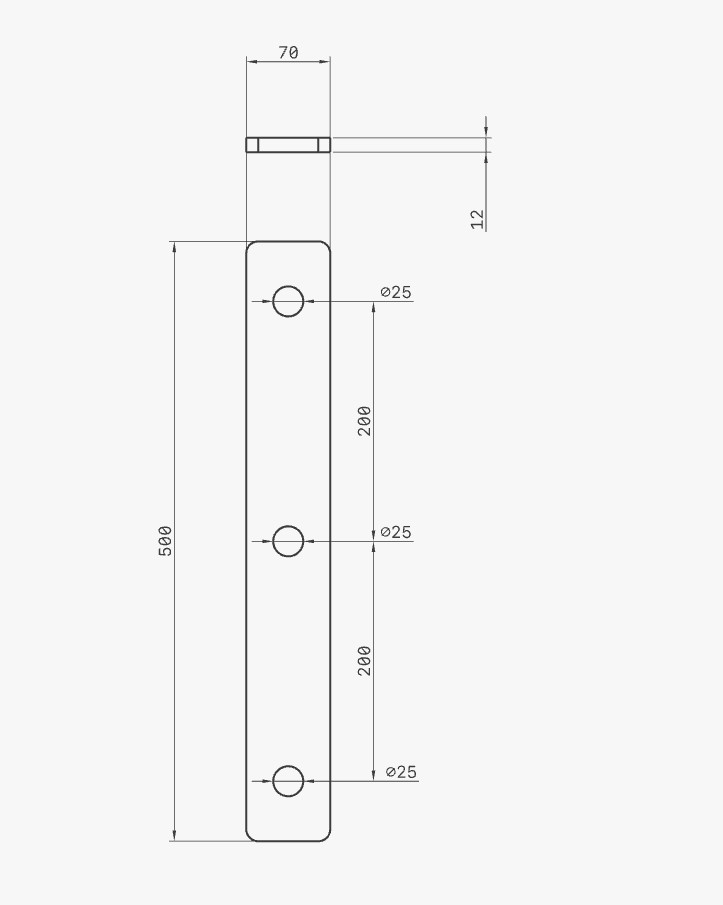 Plat ancrage pour tirant métallique - 50 x 7 cm