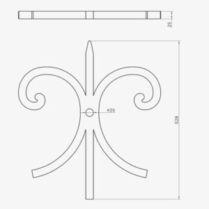 Ancre n°42 - Clé de tirant forgée Fleur de LYS