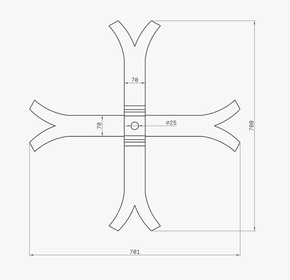 Croix de chainage forgée - extrémités ouvertes