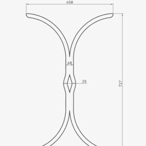 Croix de chainage en X - 45 x 73 cm - acier forgé