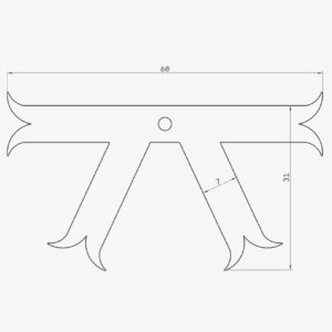 Clé de tirant en K - 60 x 30 cm - Extrémités forgées - Pour tirant métallique diamètre 24mm