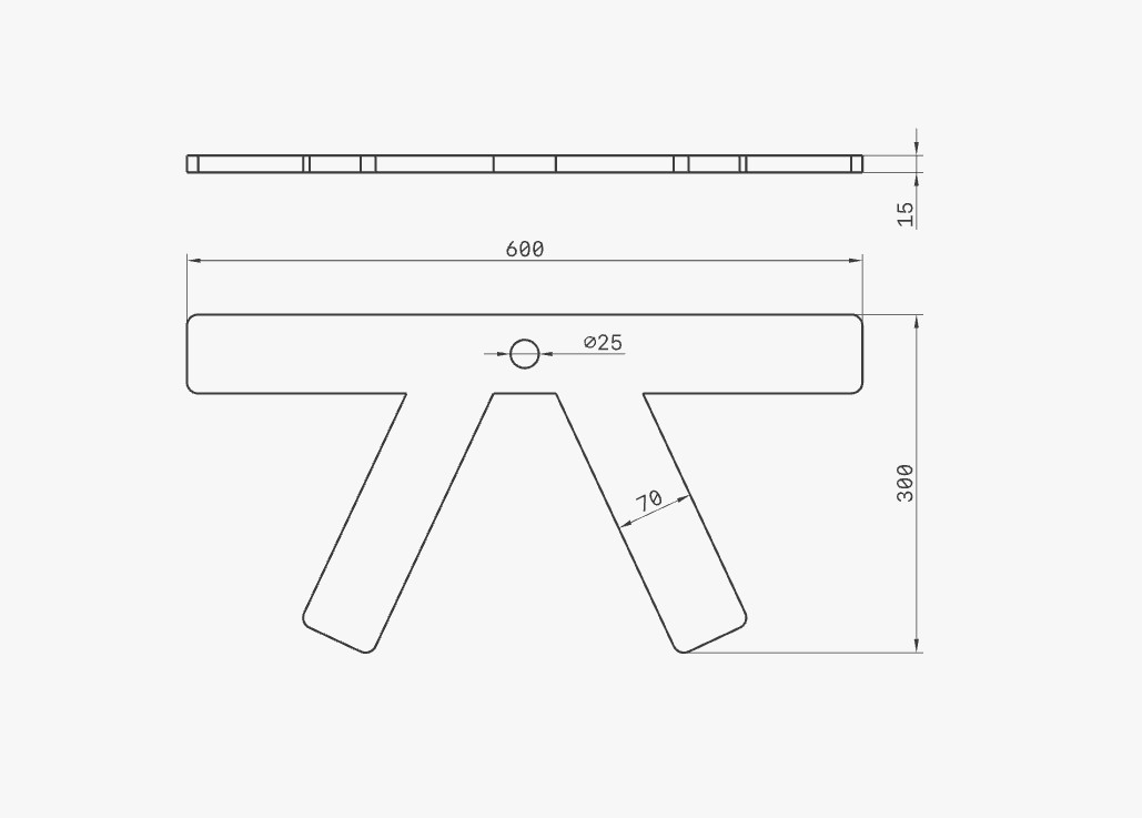 Clé de tirant en K - 60 x 30 cm - Extrémités simples - pour tirant métallique diametre 24mm Clé de tirant en K - 60 x 30 cm - Extrémités simples - pour tirant métallique diametre 24mm