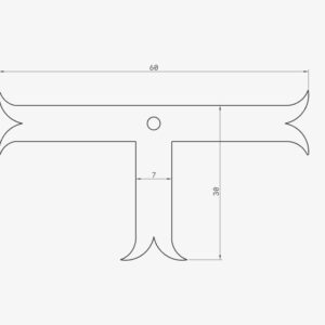 Clé de tirant en T - 60 x 30 cm - Extrémités forgées