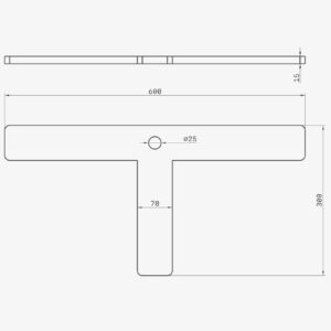 Clé de tirant en T - 60 x 30 cm - Extrémités simples