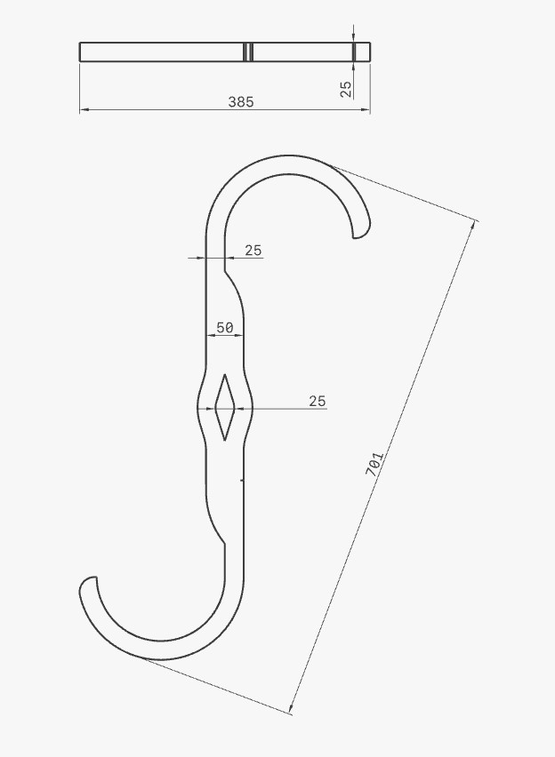 Ancre murale S n°4 acier forgé - 70cm