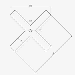 CROIX ANCRAGE n°2 - 50 x 50 cm - extrémités simples - passage pour tirant