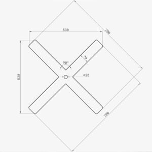 CROIX ANCRAGE N°1 - 70 x 70 cm - Extrémités simples - pour tirant de 24mm